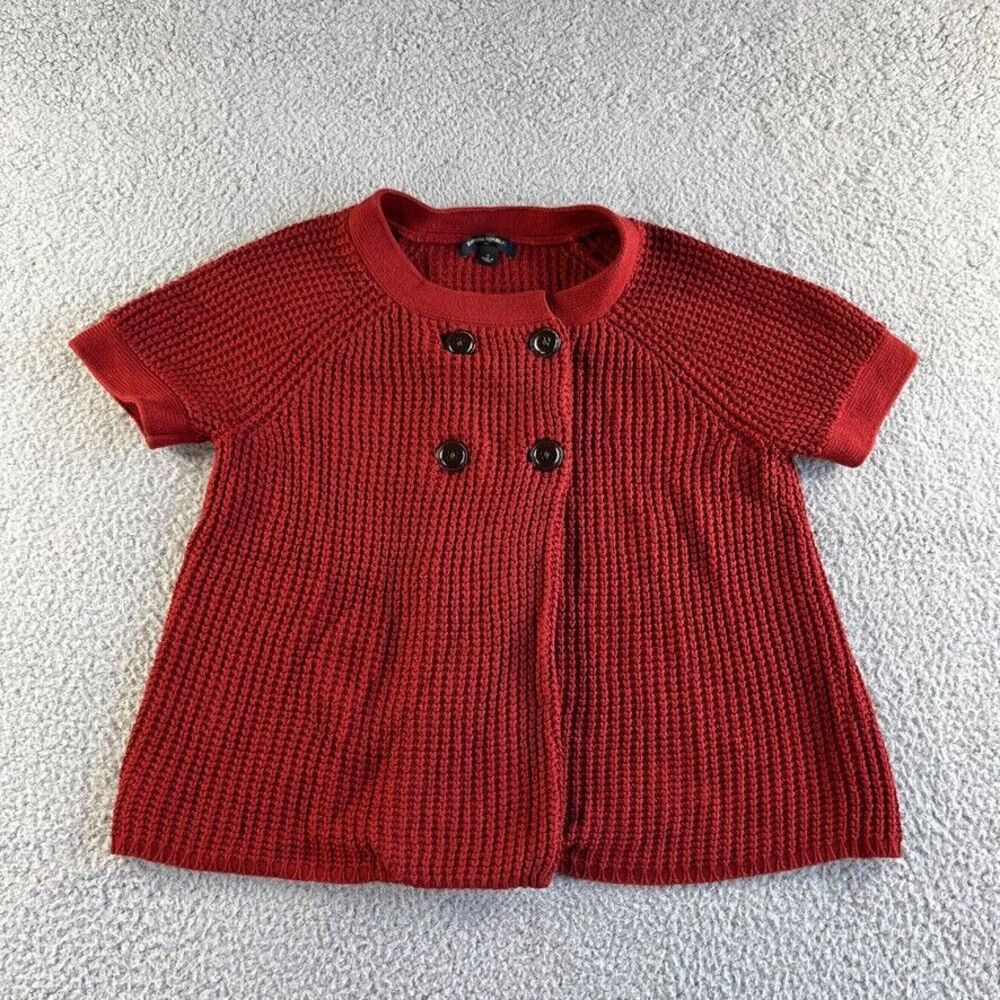 NEW Bananaโ Republic Cardigan Sweater Womens Small Red Angora Blend Chunky